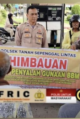 Cegah Penyalahgunaan BBM Subsidi, Polsek Tanah Sepenggal Lintas Intens Awasi SPBU Simpang Somel