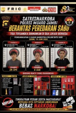 Berantas Peredaran Sabu, Satresnarkoba Polres Muaro Jambi Amankan Tiga Tersangka: “Beda Lokasi”