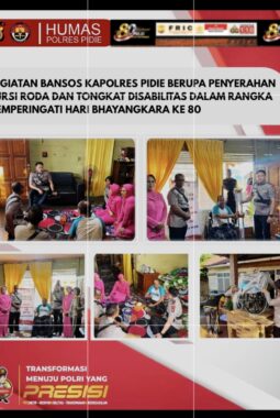Penyerahan Bantuan Kursi Roda dan Tongkat, Polres Pidie Tebar Kepedulian Sambut Hari Bhayangkara ke-80
